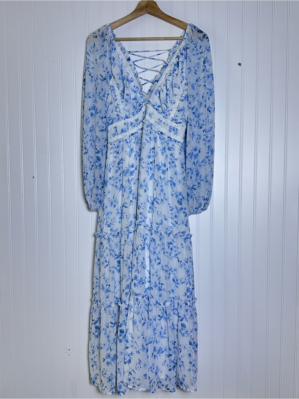 Altar'd State Billy Patchwork Floral Maxi Dress L Romantic Chiffon Boho - Picture 3 of 12